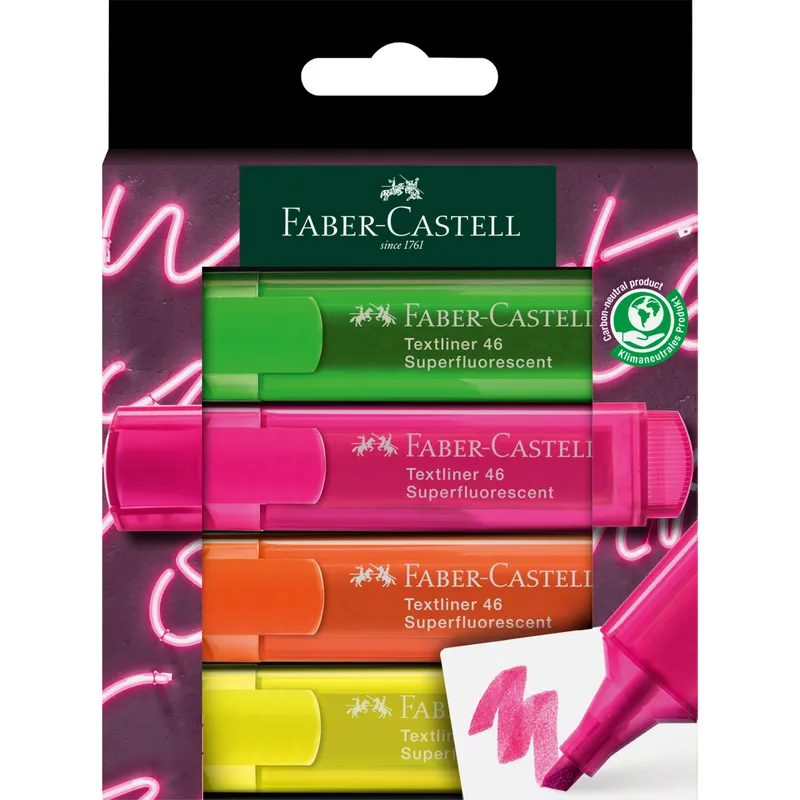 Zakreślacz Faber Castell Super Neon, 4 kolory