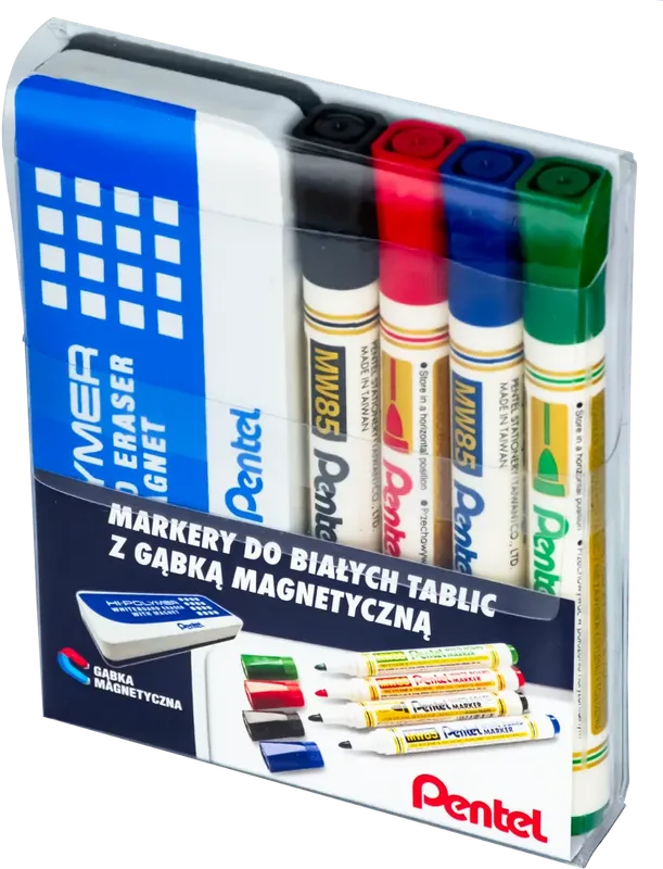 Zestaw 4 markerów+gąbka magnetyczna