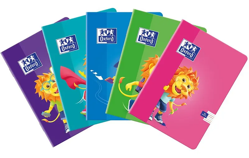 Zeszyty A5 w trzy linie Oxford Lion, 10 szt., mix